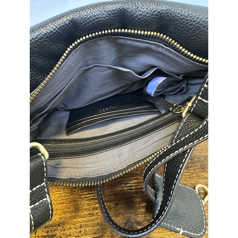 J JILL Do It All Crossbody Black Pebbled Leather Soft Fold Bag Minimalist Purse - Picture 12 of 16